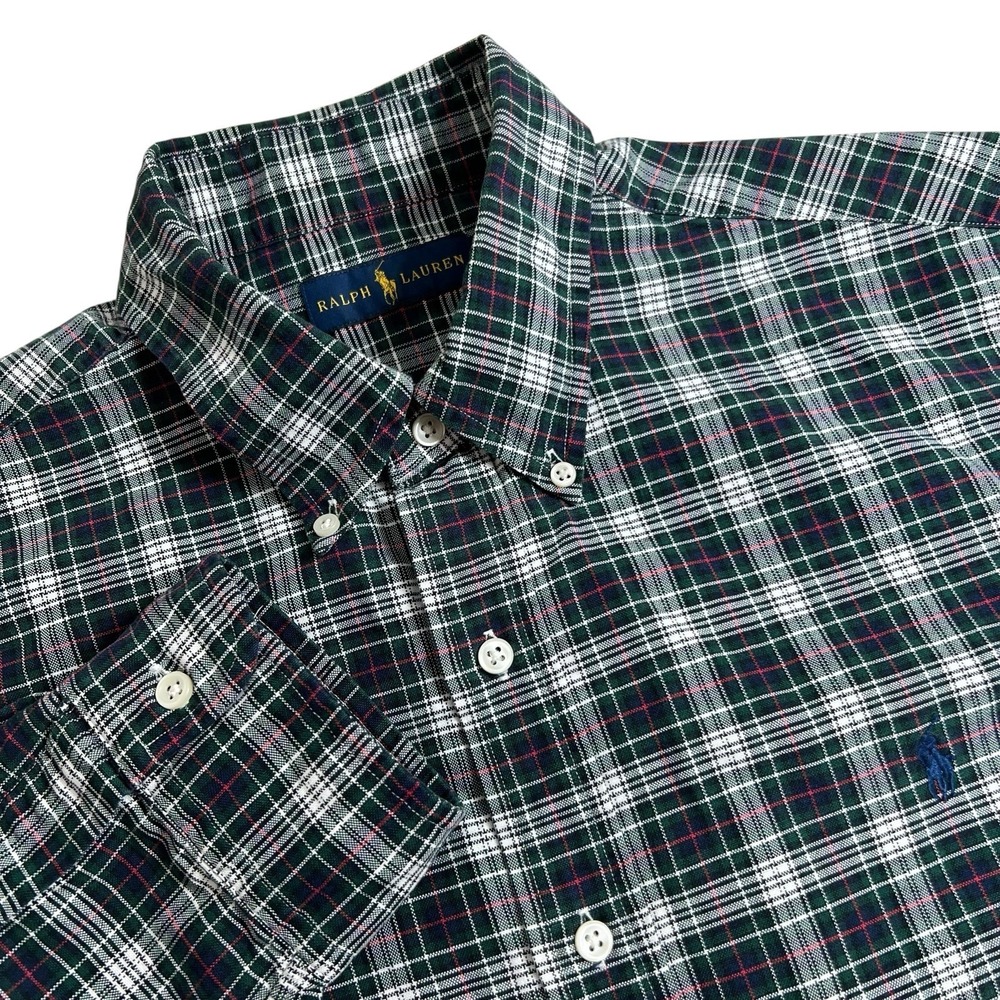 Ralph Lauren Mens XL Multicolored Plaid‎ Long Sleeve Button Down Oxford Shirt